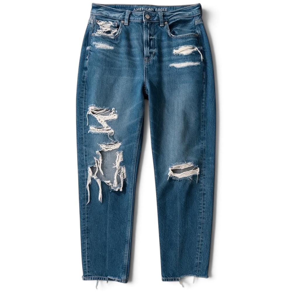 American Eagle Mom Jeans Women 6 Distressed Grunge Streetwear Y2K Denim